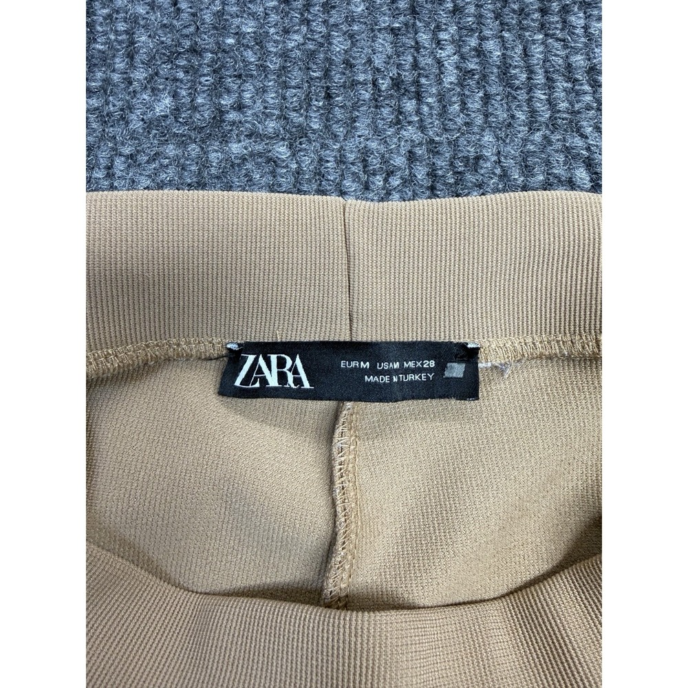 Zara Ottoman Leggings Womens Medium High Waist Stretch Slit Front Color Camel - Picture 3 of 16
